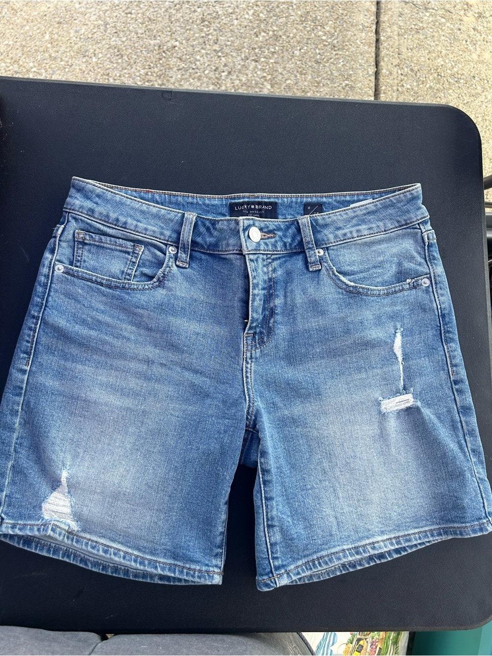 Lucky Brand Classic Blue Distressed Denim Shorts
